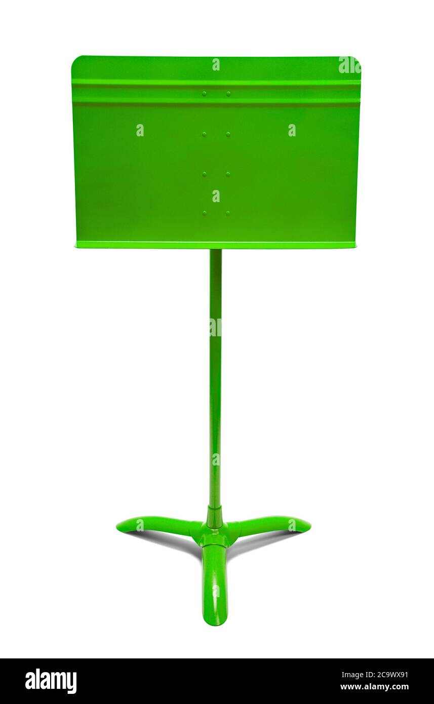 Green Music Stand Front View Isolated on White. Banque D'Images