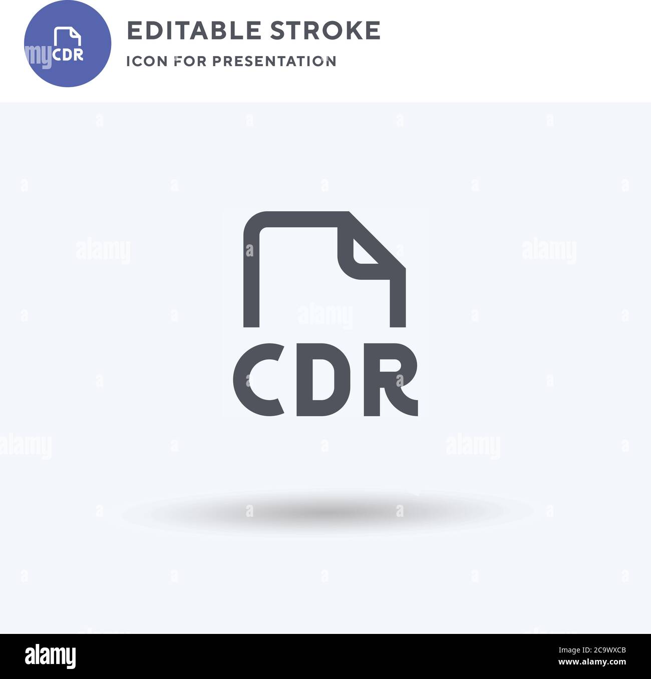 Vecteur d'icône CDR, signe plat rempli, pictogramme solide isolé sur blanc, illustration du logo. Icône CDR pour la présentation. Illustration de Vecteur