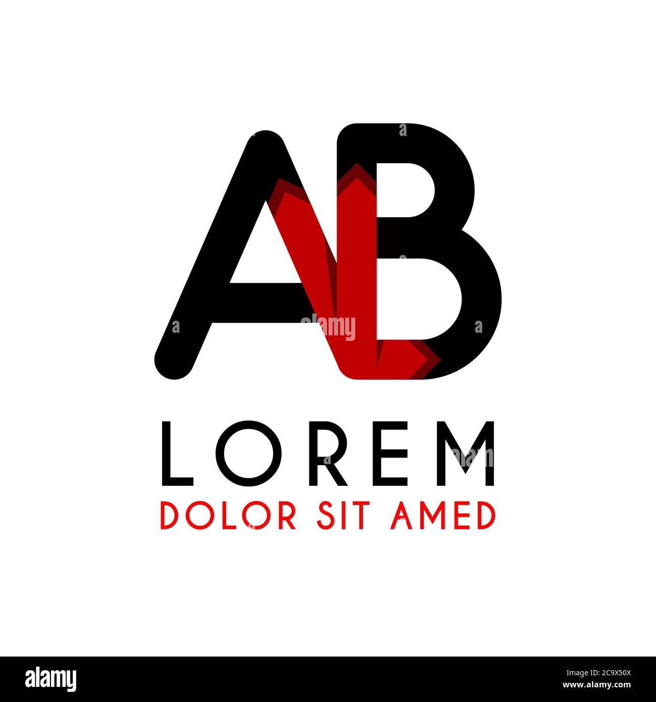 Logo noir lettre AB avec flèche en dégradé Illustration de Vecteur