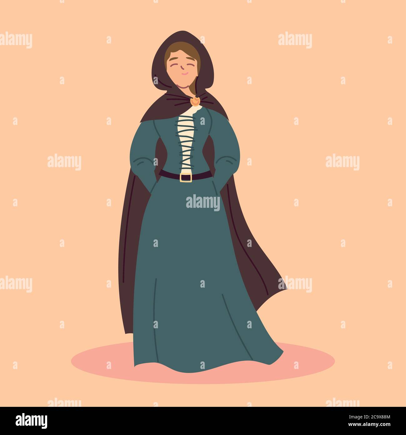 femme caractère paysan médiéval, époque médiévale vecteur illustration design Illustration de Vecteur