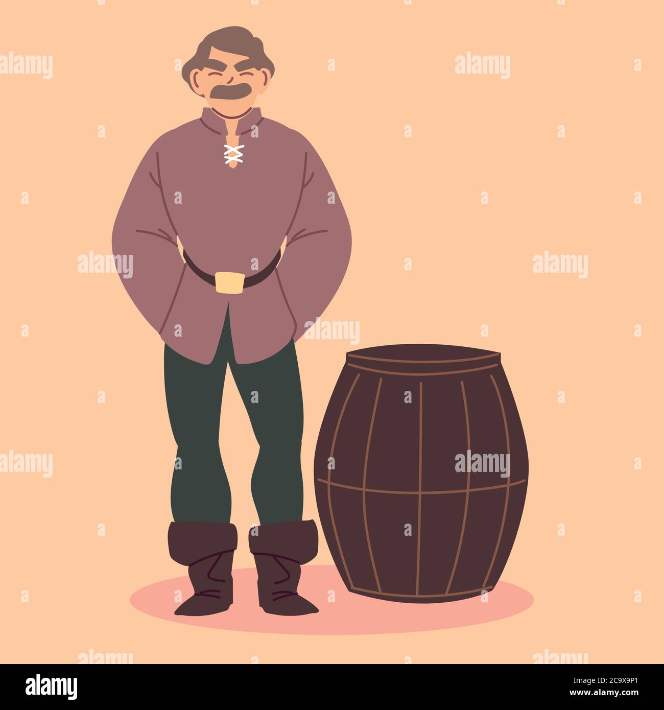 homme caractère paysan médiéval, époque médiévale vecteur illustration design Illustration de Vecteur