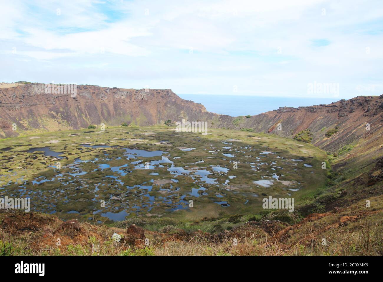 Caldera du volcan Rano Kau Île de Pâques Banque D'Images