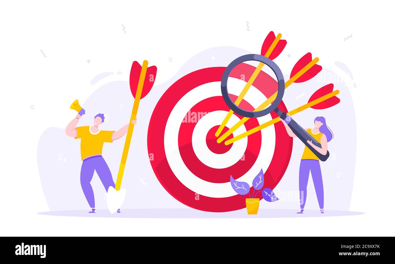 Objectif réalisation concept d'entreprise sport icône et flèches dans le logo de la cible. Illustration de Vecteur