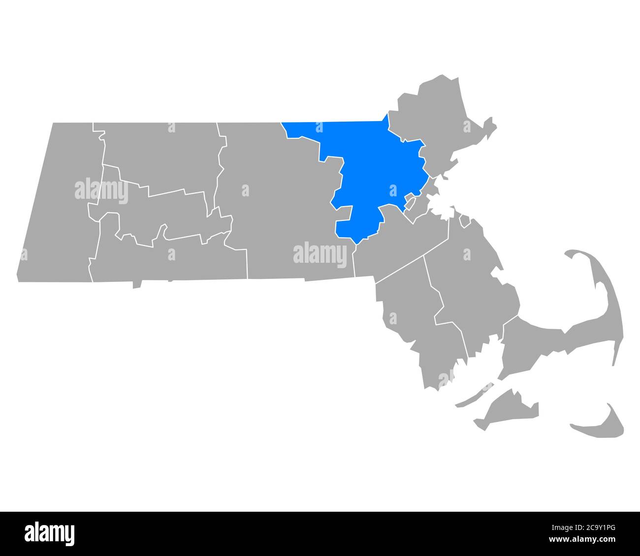 Carte de Middlesex dans le Massachusetts Banque D'Images