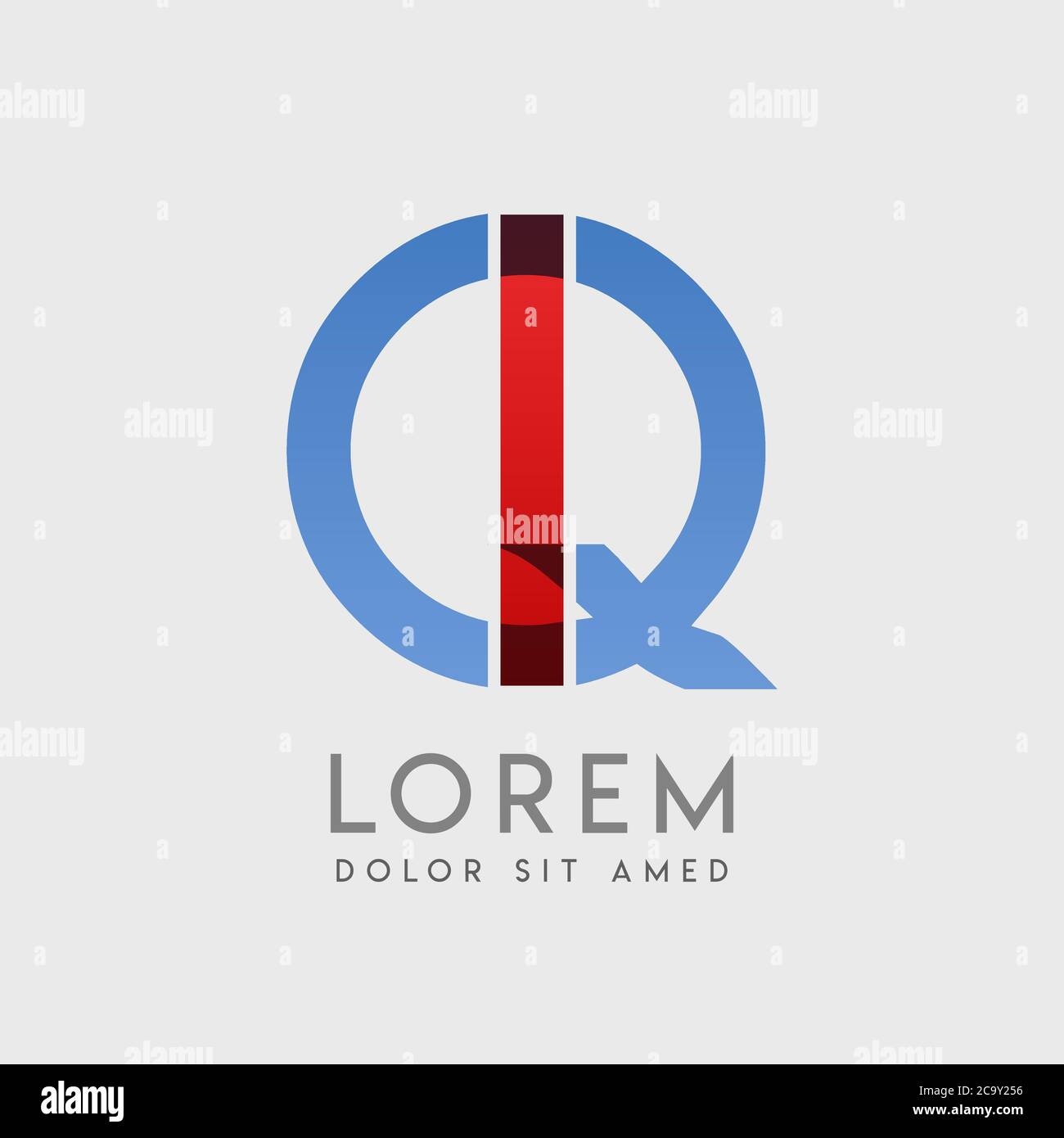 Lettres du logo IQ avec gradation bleue et rouge Illustration de Vecteur