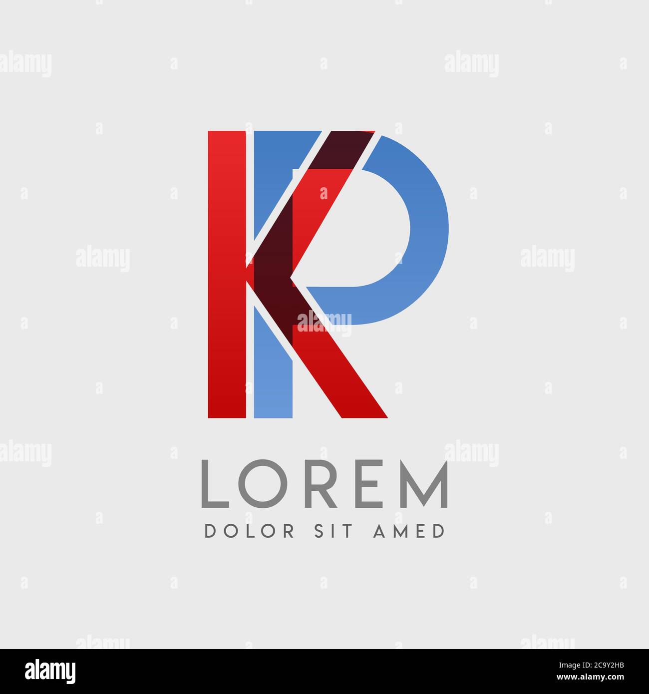 Lettres du logo KP avec gradation bleue et rouge Illustration de Vecteur