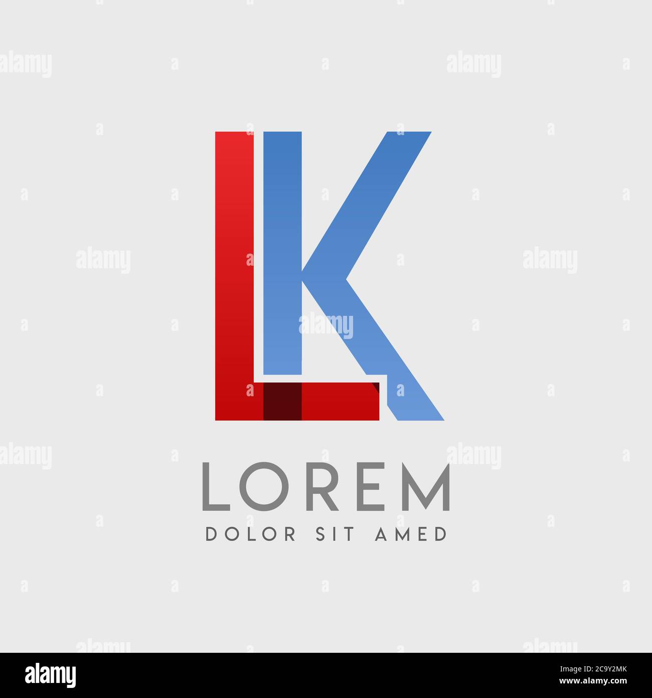 Lettres du logo LK avec gradation bleue et rouge Illustration de Vecteur