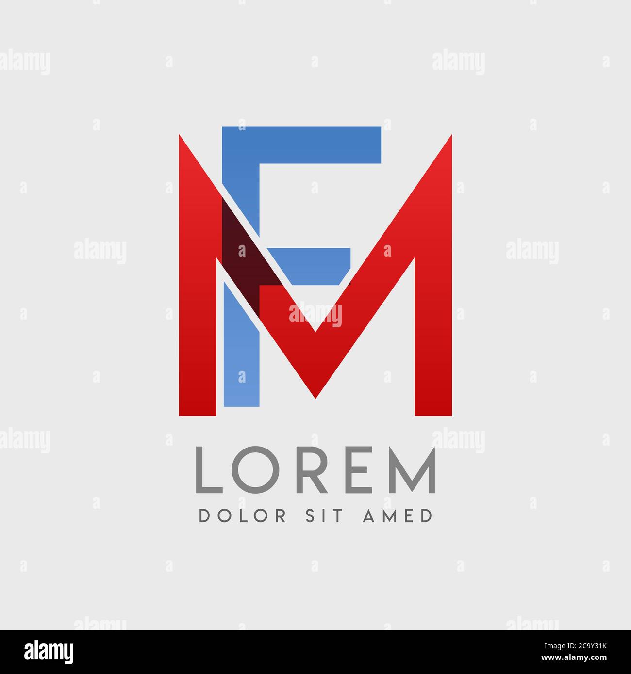 Lettres du logo MF avec gradation bleue et rouge Illustration de Vecteur