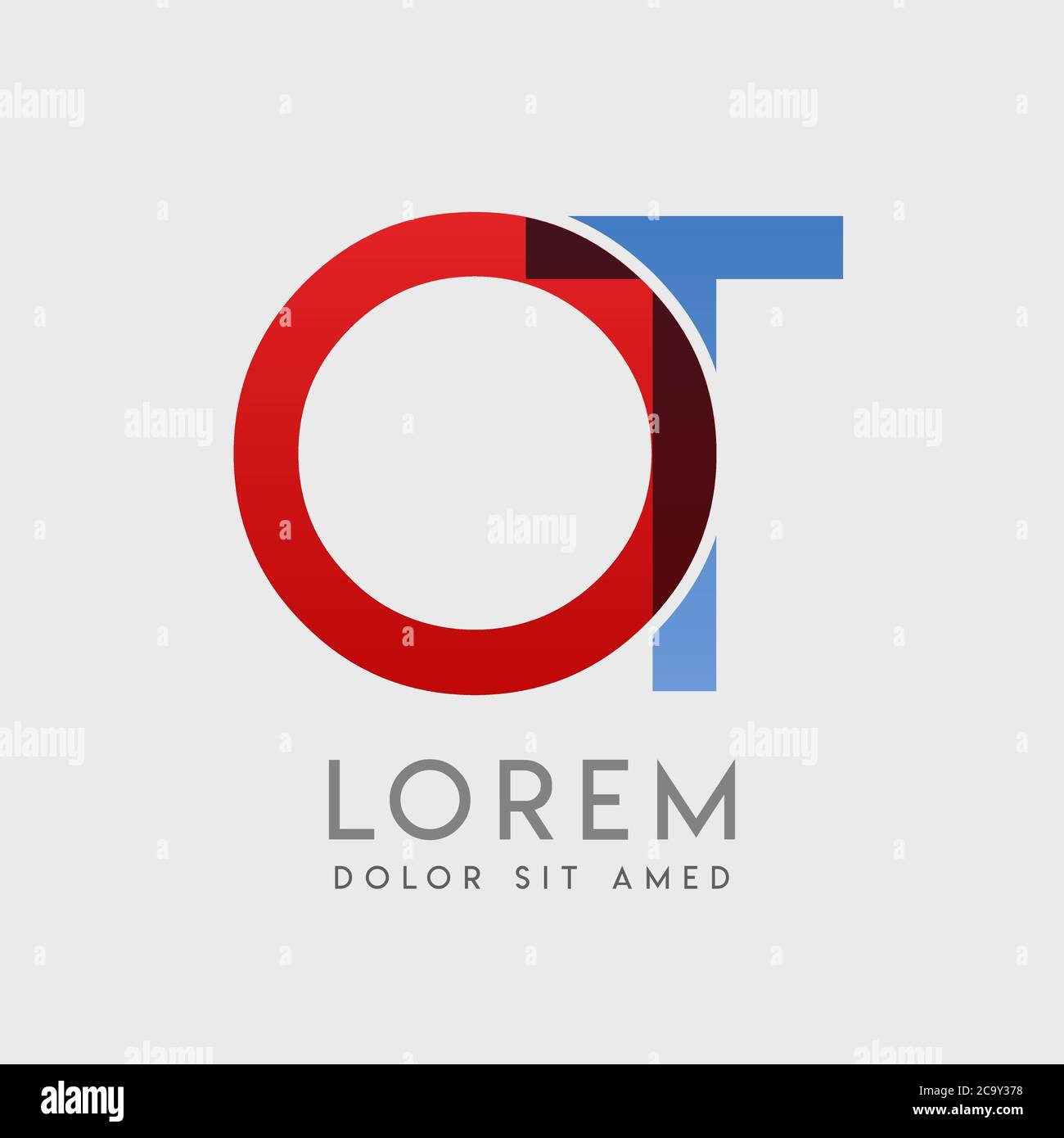 Lettres du logo OT avec gradation bleue et rouge Illustration de Vecteur