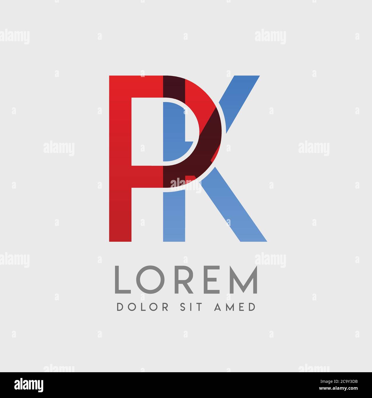 Lettres du logo PK avec gradation bleue et rouge Illustration de Vecteur