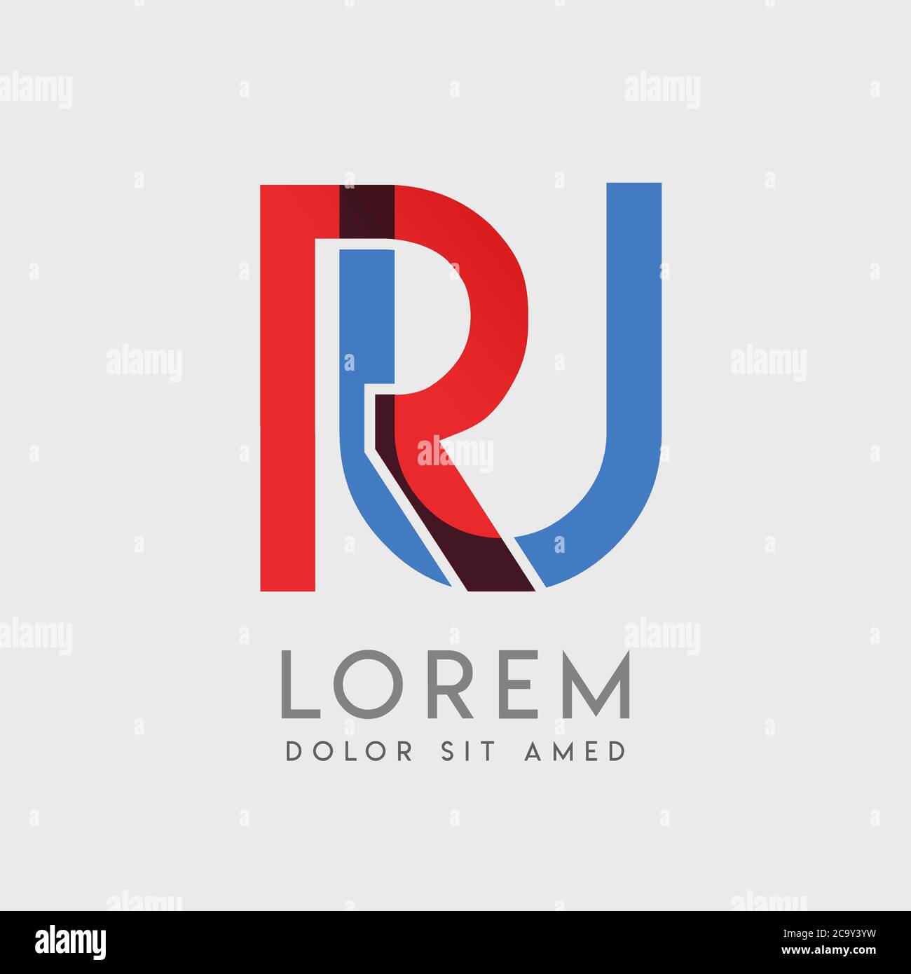 Lettres du logo RU avec gradation bleue et rouge Illustration de Vecteur