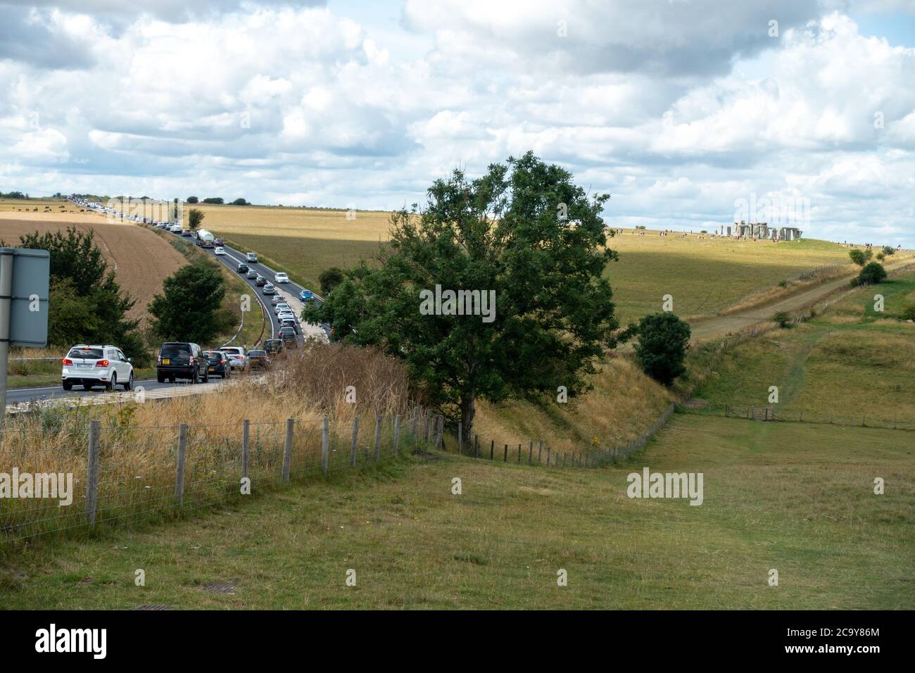 A303 Bourrage trafic à Stonehenge, Wiltshire, Angleterre Banque D'Images