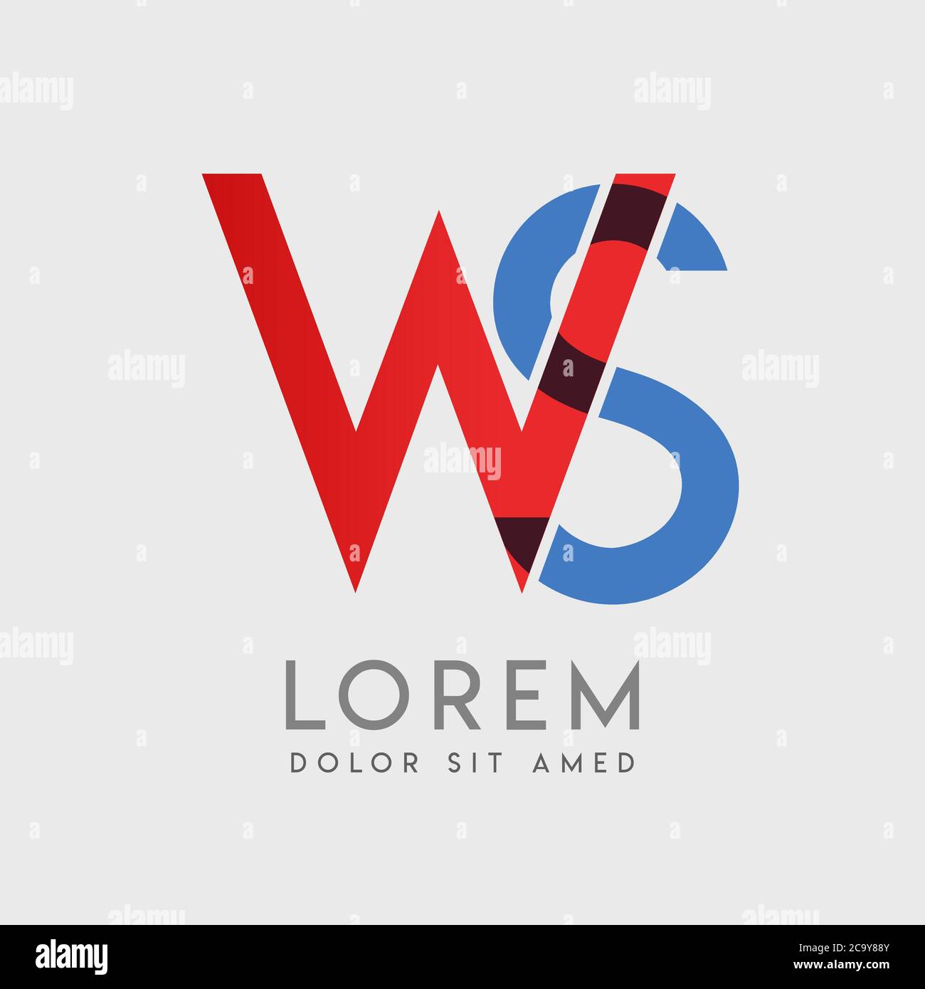 Lettres du logo WS avec gradation bleue et rouge Illustration de Vecteur