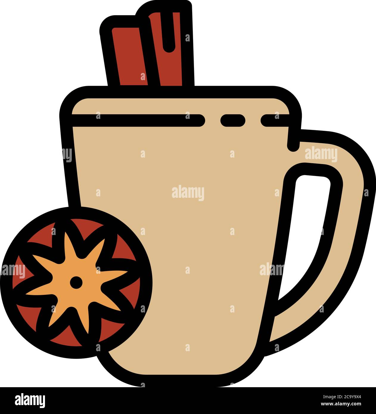 Icône de la tasse chaude au vin chaud. Outline mulled vin Hot Cup vecteur icône pour le web design isolé sur fond blanc Illustration de Vecteur