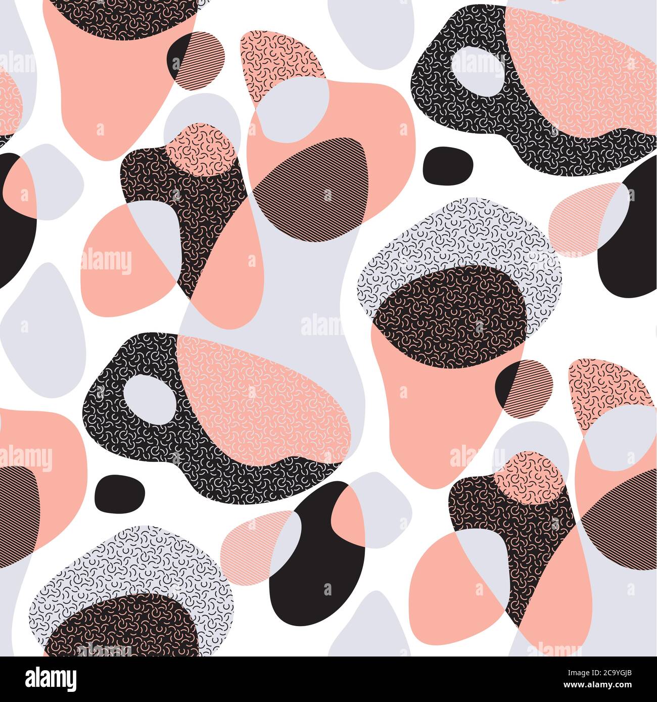 Formes naturelles souples abstraites avec texture géométrique. Motif sans couture, motif tiléable, motif répétable dans la rose chaude et légère et manque de couleurs. Illustration de Vecteur