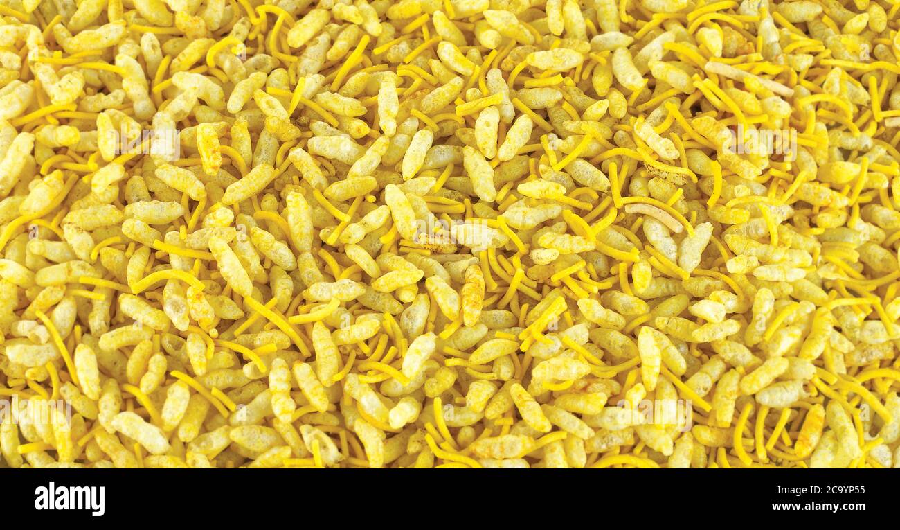 Lemon Bhel, en-cas de rue indien – Bhel Puri. Les saveurs et les épices de la Bël, Sev mamra salé, Sev Mamra ail, sélectif foyer - image Banque D'Images