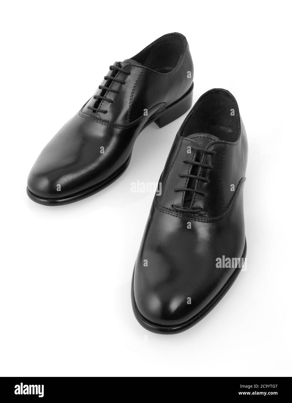 Cuir hommes chaussures isolées sur blanc Banque D'Images