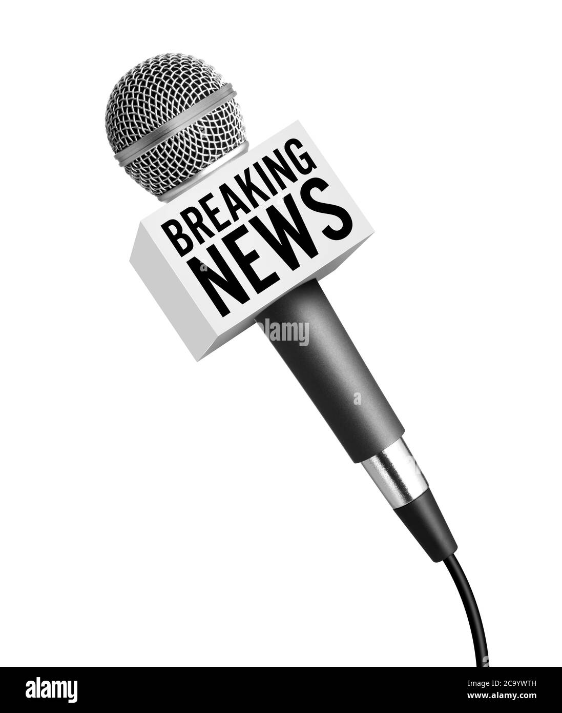 Microphone d'information isolé sur blanc Banque D'Images