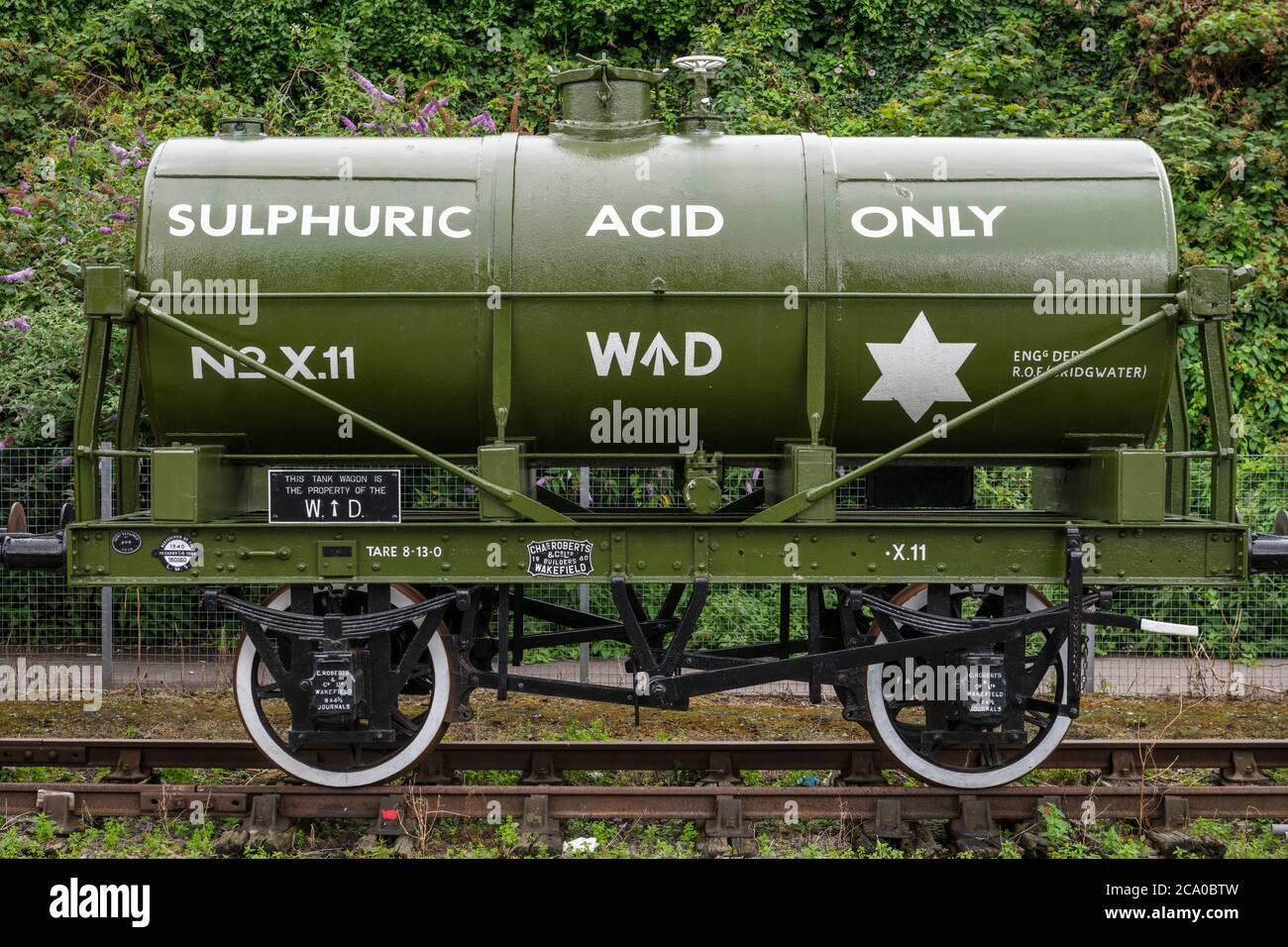 Un wagon-citerne d'acide sulfurique conservé exposé aux Docks de Bristol, en Angleterre. Banque D'Images