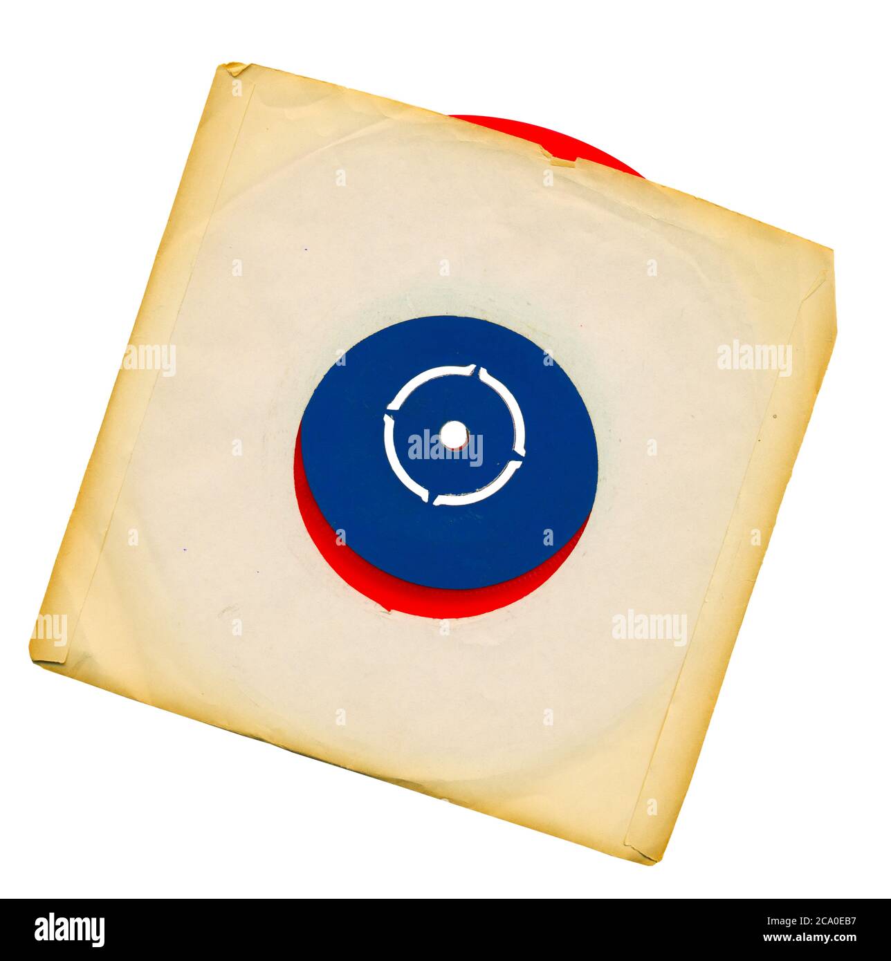 Vieux disques en vinyle grungy avec manchon déchiré grungy, espace de copie libre, Banque D'Images