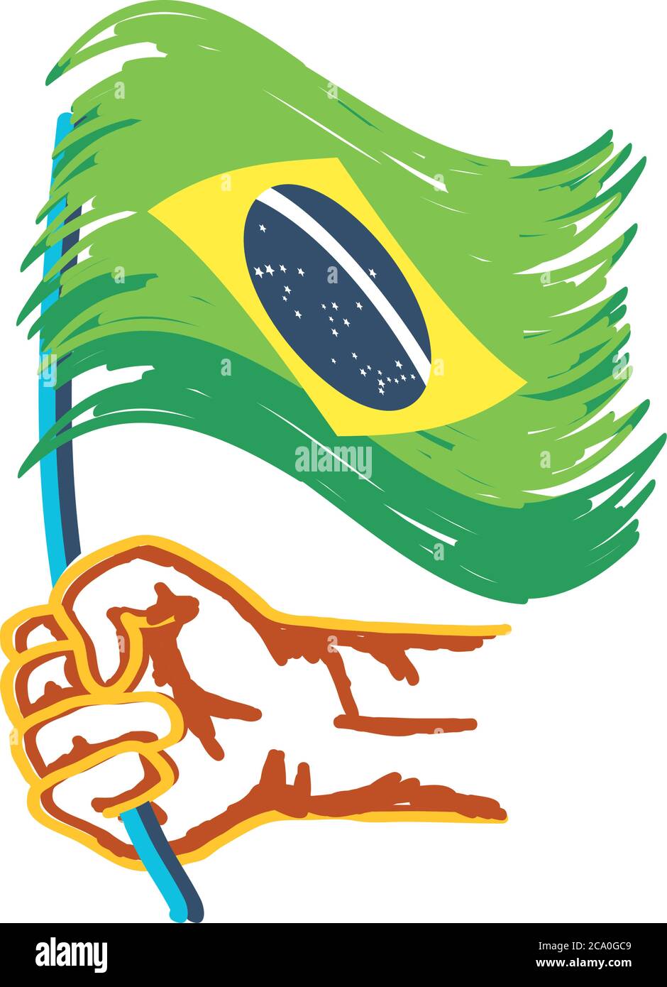 Main tenant le motif d'illustration du vecteur drapeau brésilien Illustration de Vecteur