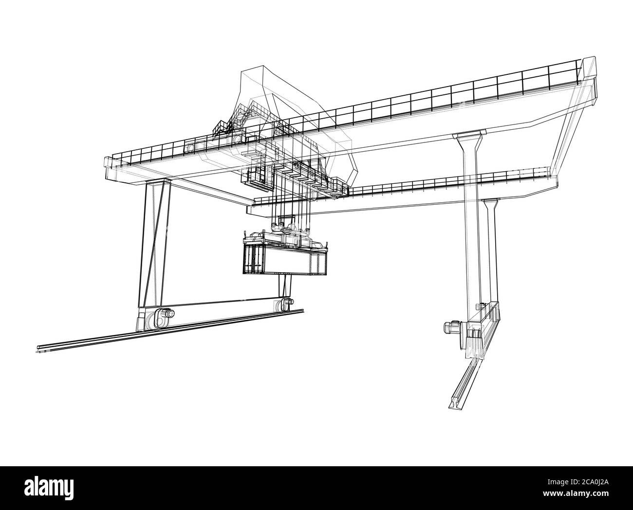 Contour de la grue du conteneur du statif monté sur rail Illustration de Vecteur