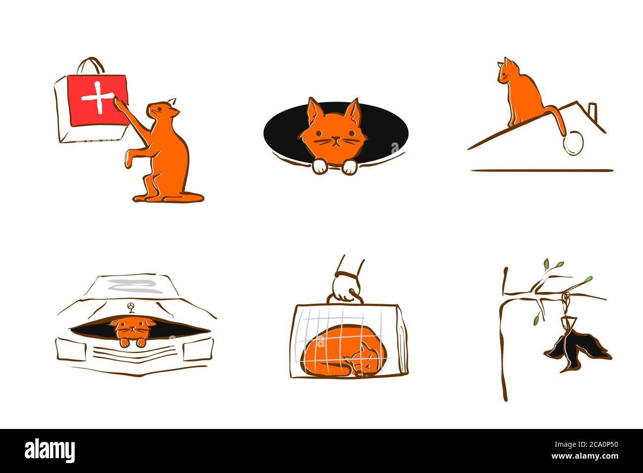 Conception d'illustrations vectorielles pour le service de sauvetage d'animaux de compagnie. Illustration de Vecteur