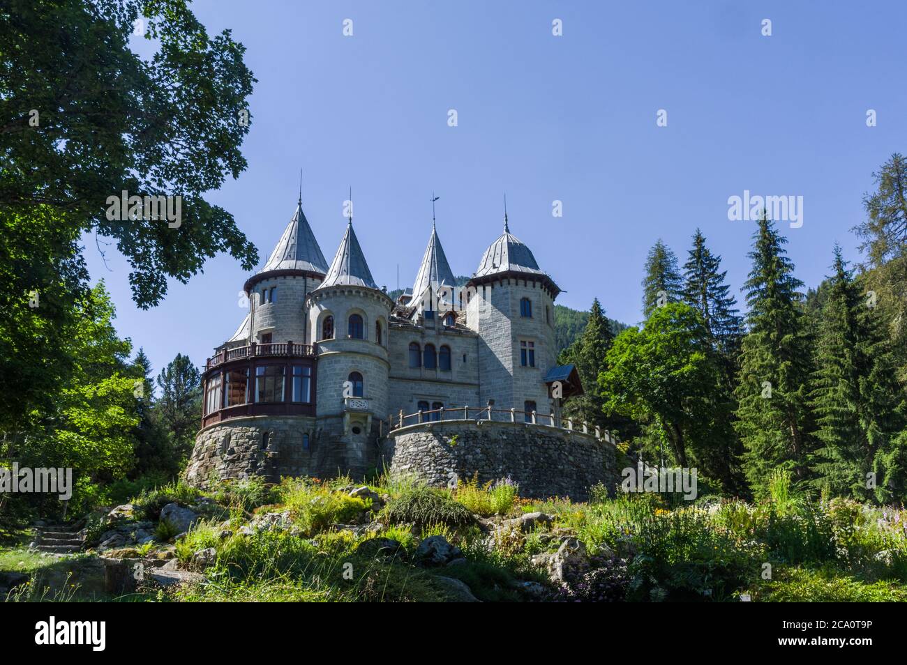 Gressoney-Saint-Jean, Italie (31 juillet 2020) - le château de Savoia, construit entre 1899 et 1904 pour la reine italienne Margherita Banque D'Images