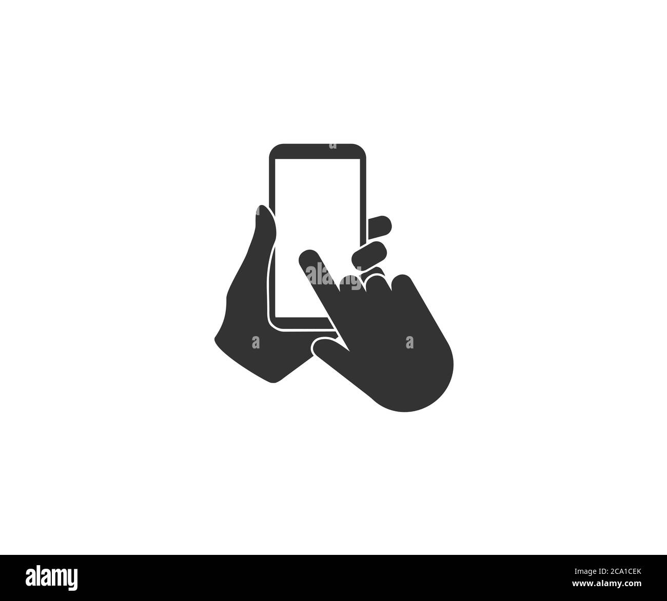 Téléphone portable à portée de main, appuyez sur. Illustration vectorielle, conception plate. Illustration de Vecteur