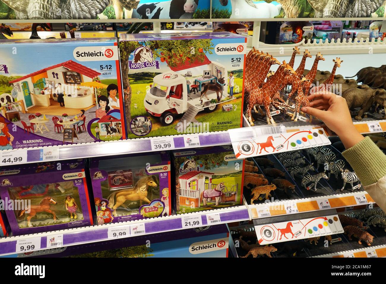 Jouets pour animaux Schleich, figurines en plastique dans un toyshop Banque D'Images
