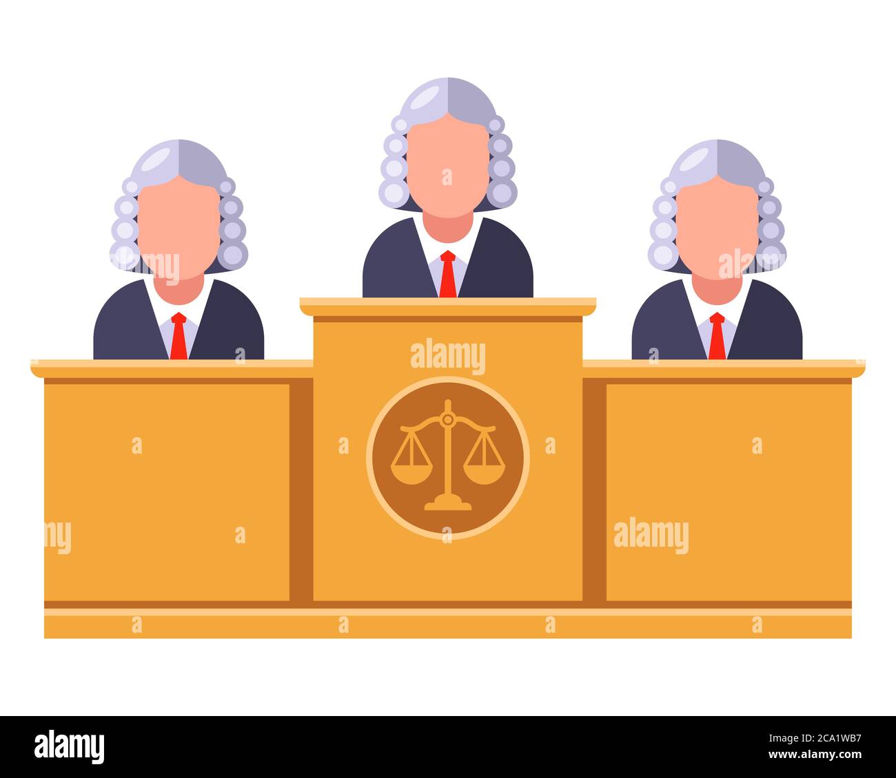 les juges siègent à une table et décident d'une affaire criminelle. illustration vectorielle plate. Illustration de Vecteur