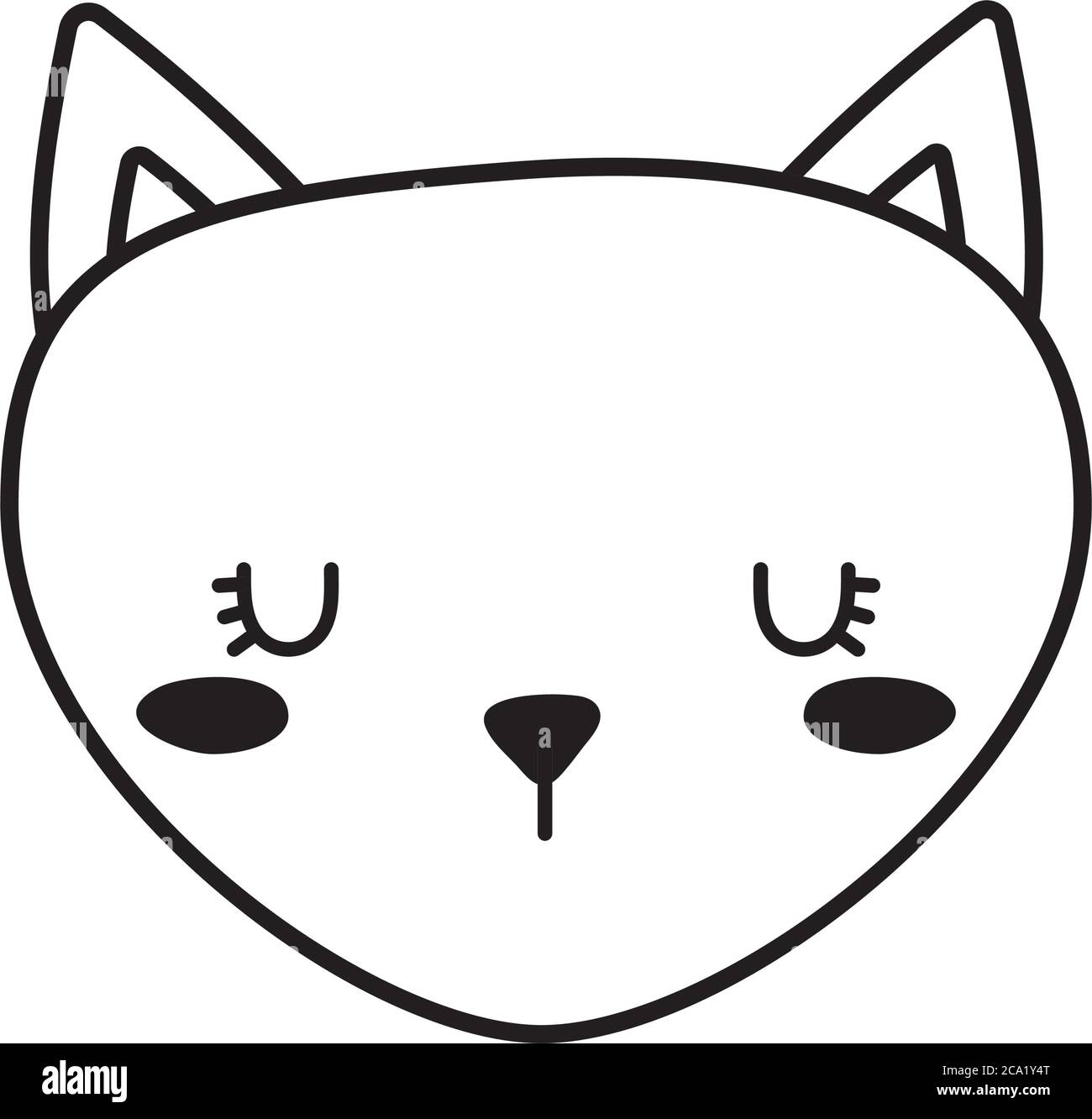 Mignon Visage De Chat Dessin Anime Style Ligne Icone Animal Animal Chaton Domestique Felin Chaton Mammifere Beau Et Portrait Theme Illustration Vectorielle Image Vectorielle Stock Alamy