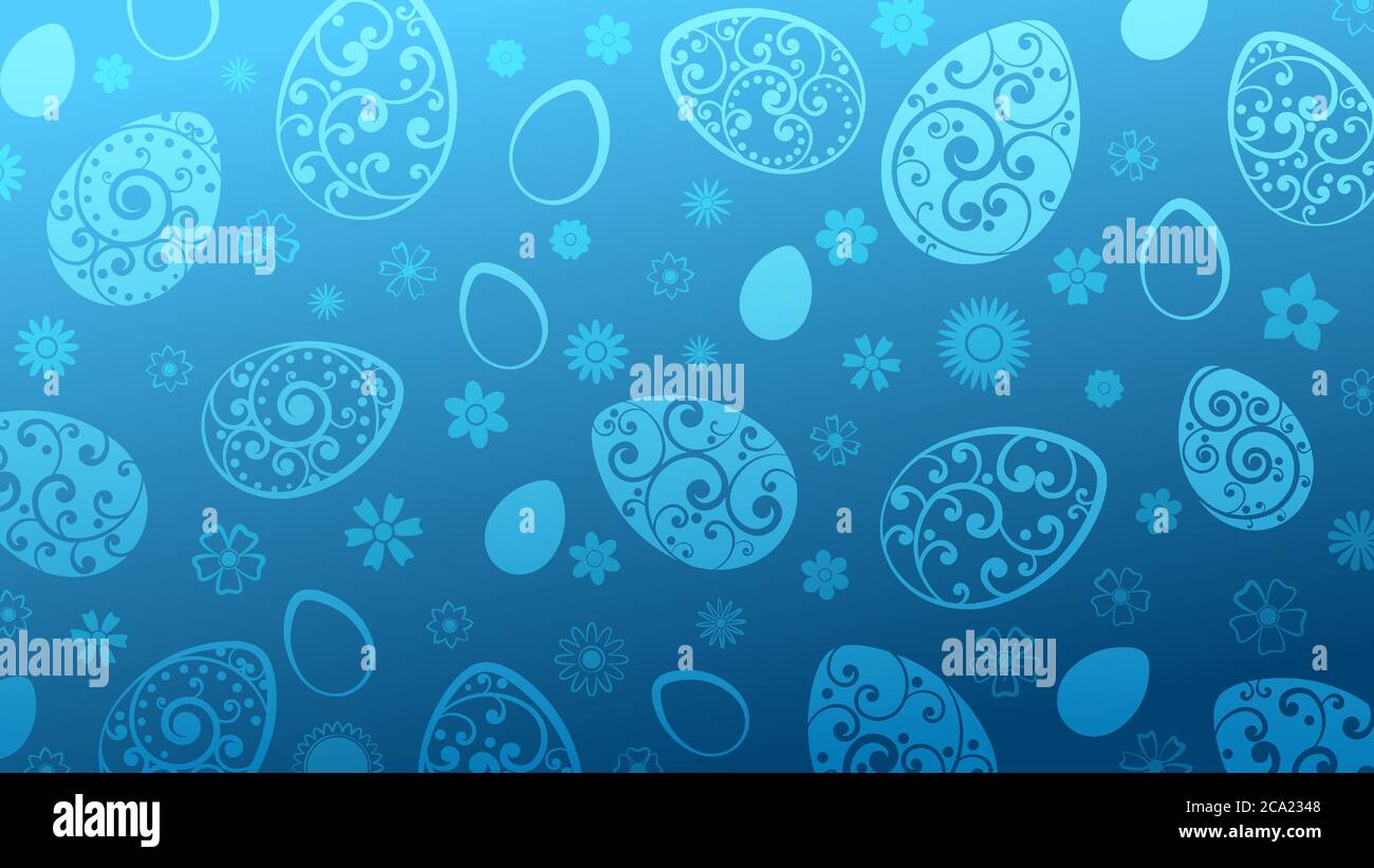 Fond des oeufs et des fleurs de Pâques en bleu Illustration de Vecteur