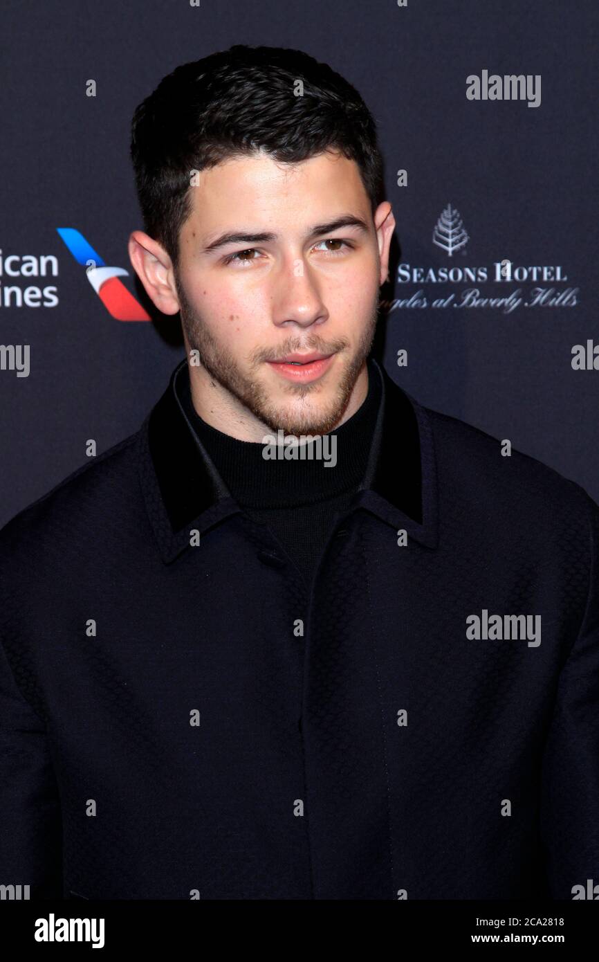 LOS ANGELES - 6 JANVIER : Nick Jonas au salon de thé BAFTA 2018 arrivées au four Seasons Hotel Los Angeles le 6 janvier 2018 à Beverly Hills, Californie Banque D'Images