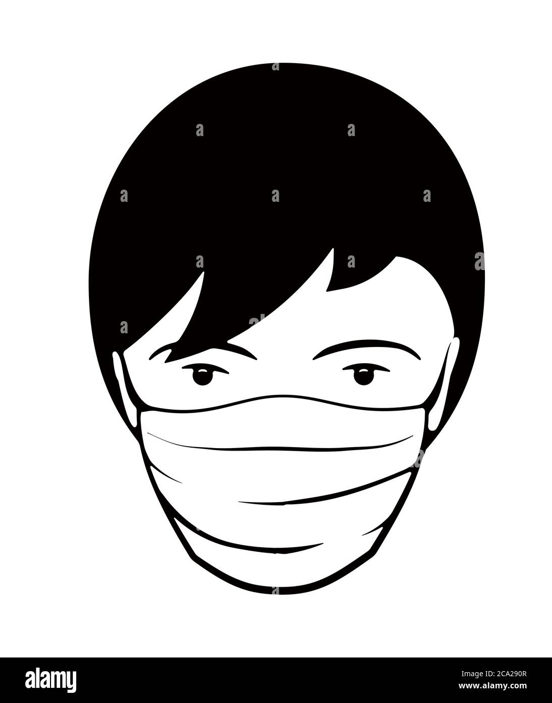 Nouvelle éclosion de coronavirus Covid-19. Illustration vectorielle modifiable pour votre conception. Visage d'un homme avec un vecteur d'icône de masque médical isolé sur le dos blanc Illustration de Vecteur