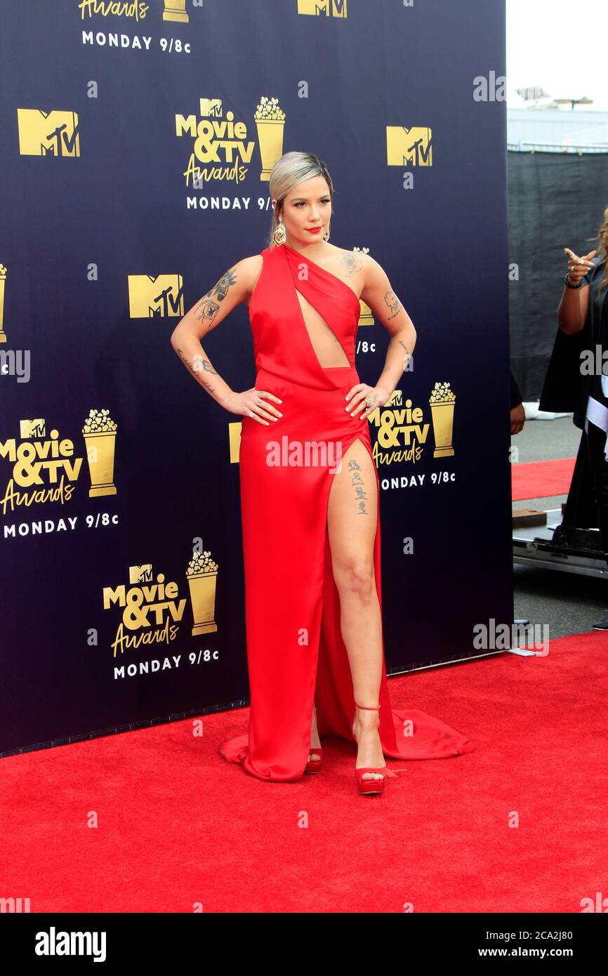 LOS ANGELES - 16 JUIN : Halsey aux MTV film and TV Awards 2018 au Barker Hanger le 16 juin 2018 à Santa Monica, CA Banque D'Images