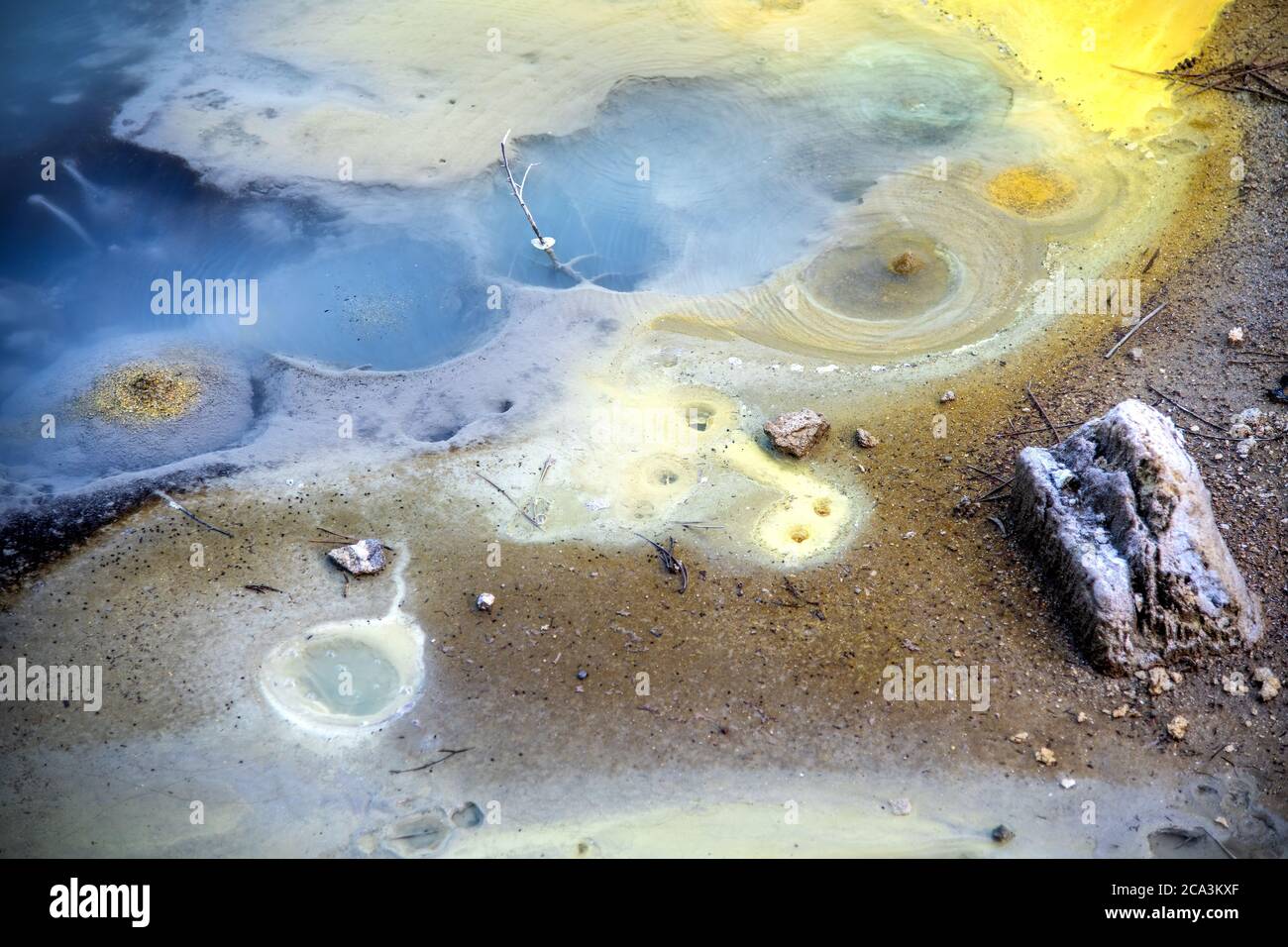 Waiotapu Geothermal Valley pools, Nouvelle-Zélande. Banque D'Images