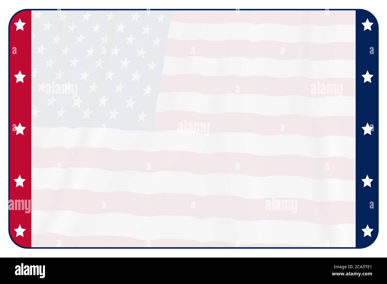 drapeau américain vierge fond étoiles et bandes 2020 usa american élection graphique avec rouge bleu panneaux latéraux présentation bannière affiche invitation fl Banque D'Images