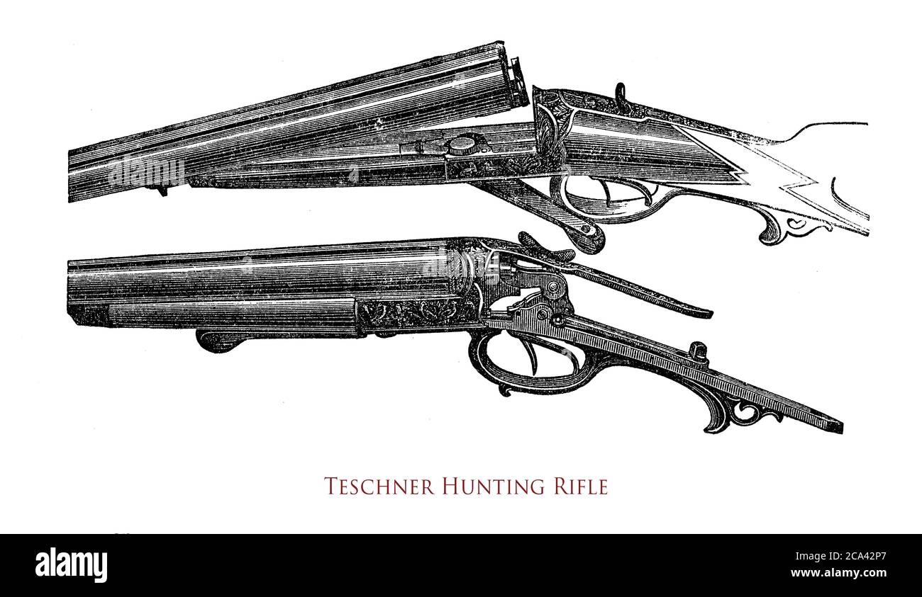 En Allemagne, Georg Teschner a été l'un des premiers inventeurs à intégrer un Safety on the top teng d'un fusil de chasse à chargement de culasse sans marteau Banque D'Images