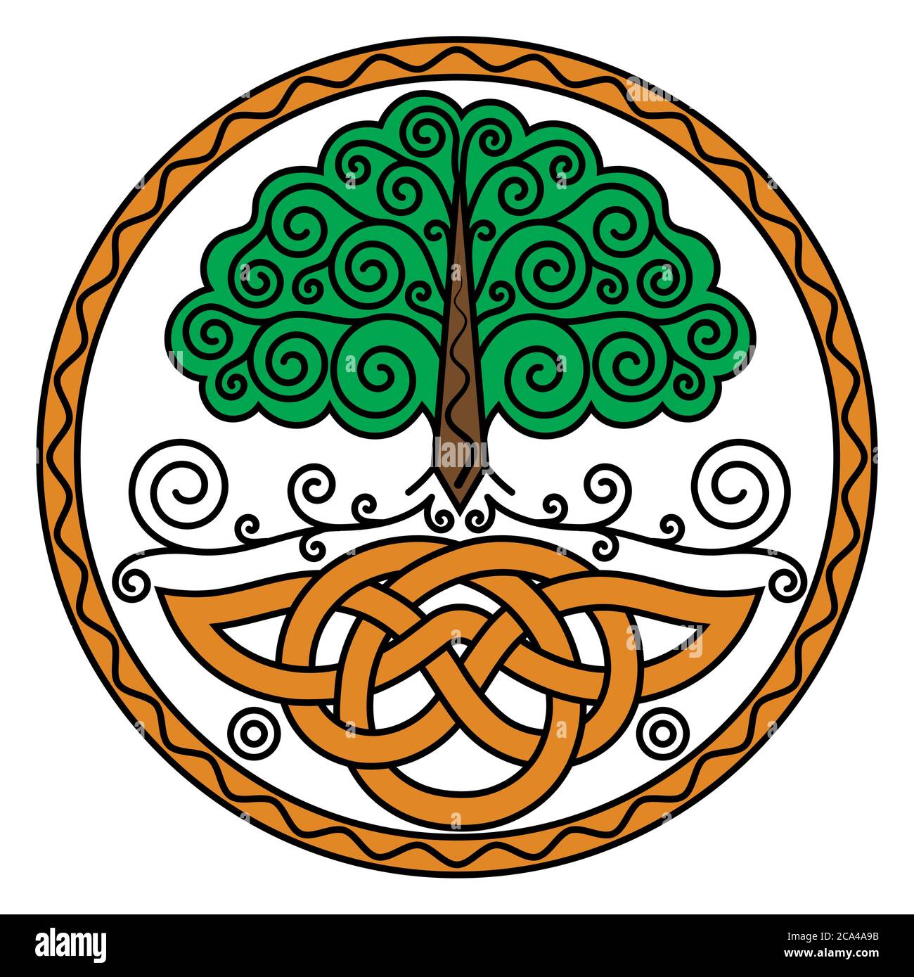 Illustration de style scandinave celtique. World Tree Yggdrasil et les motifs celtiques Illustration de Vecteur