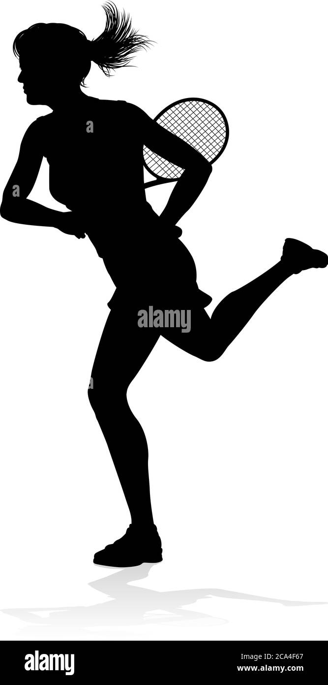 Tennis Player Woman Sport Person Silhouette Illustration de Vecteur