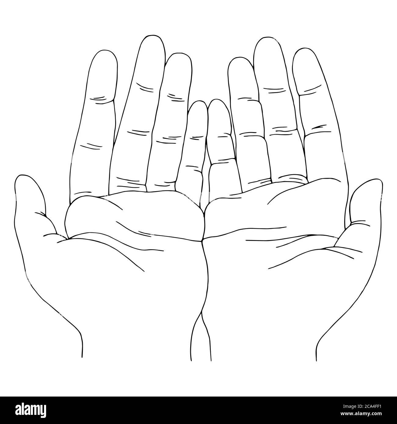 Dessin mains ouvertes noir blanc Doodle dessin illustration vecteur Illustration de Vecteur