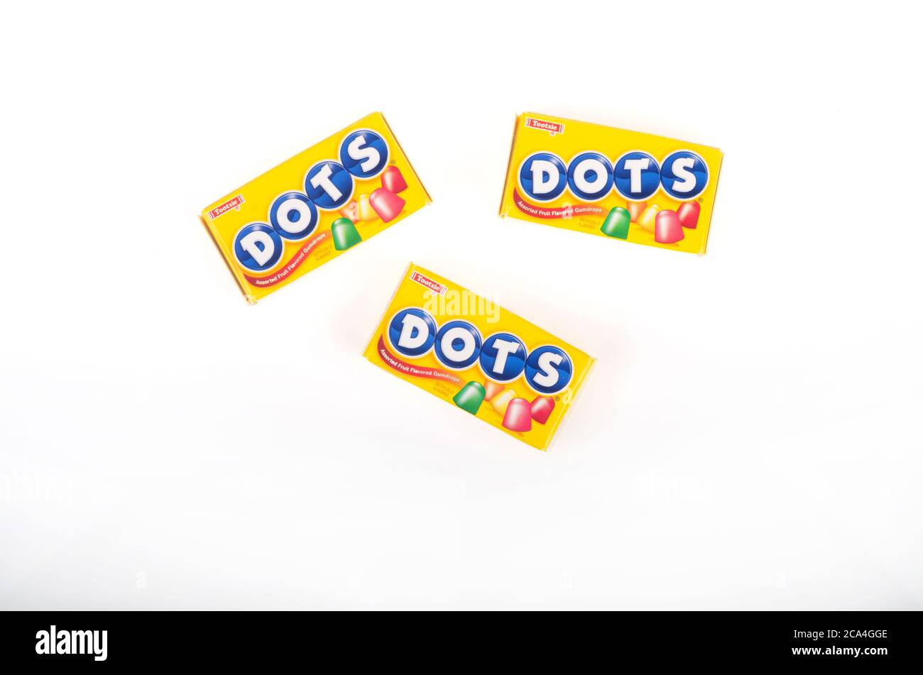 3 boîtes de bonbons à pois Banque D'Images