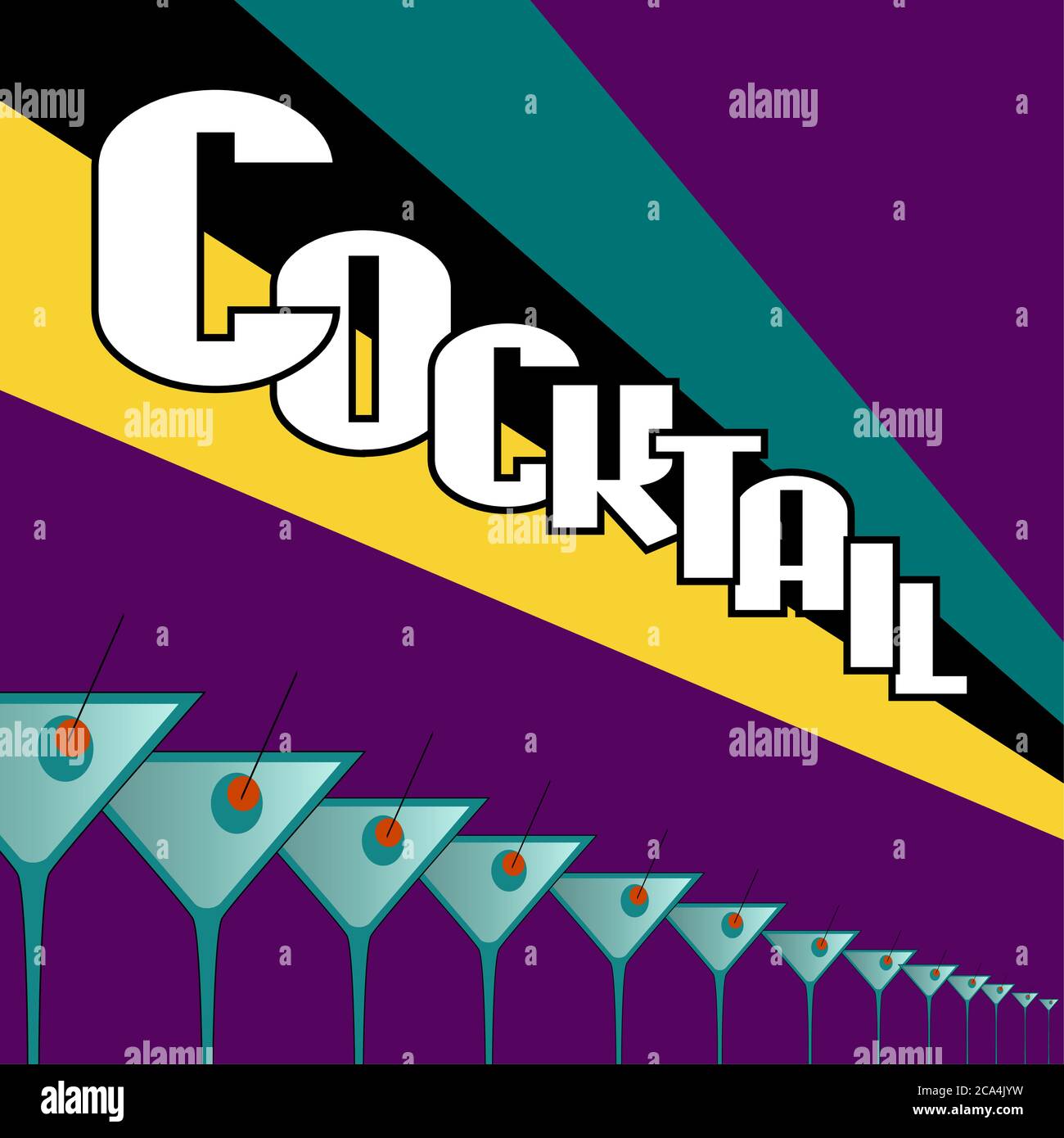 modèle de carte à cocktail, style rétro Illustration de Vecteur