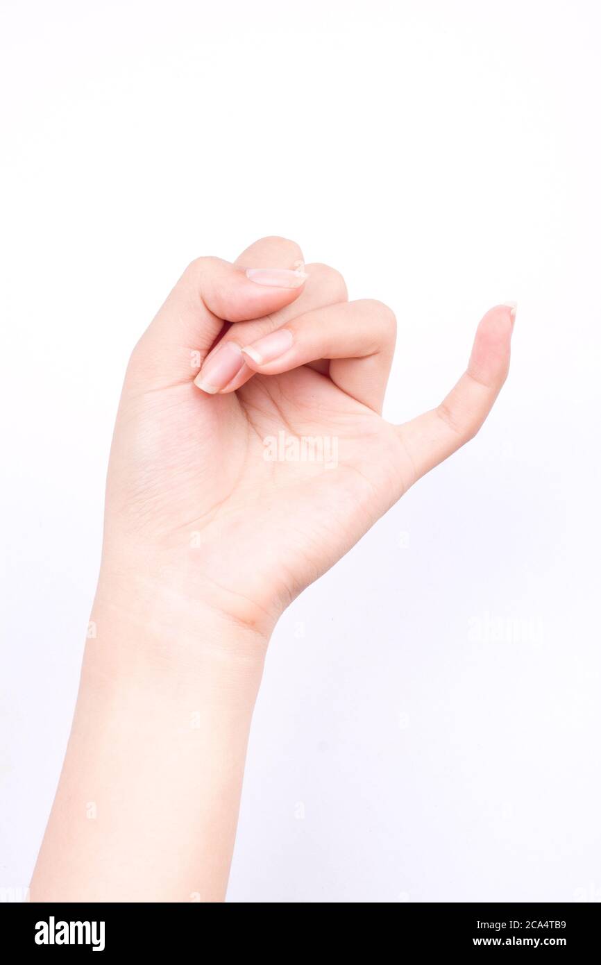 les symboles de main de doigt isolés concept crochet l'un l'autre petit doigt est moyen de réconcilier ou promettre ou amitié sur fond blanc Banque D'Images
