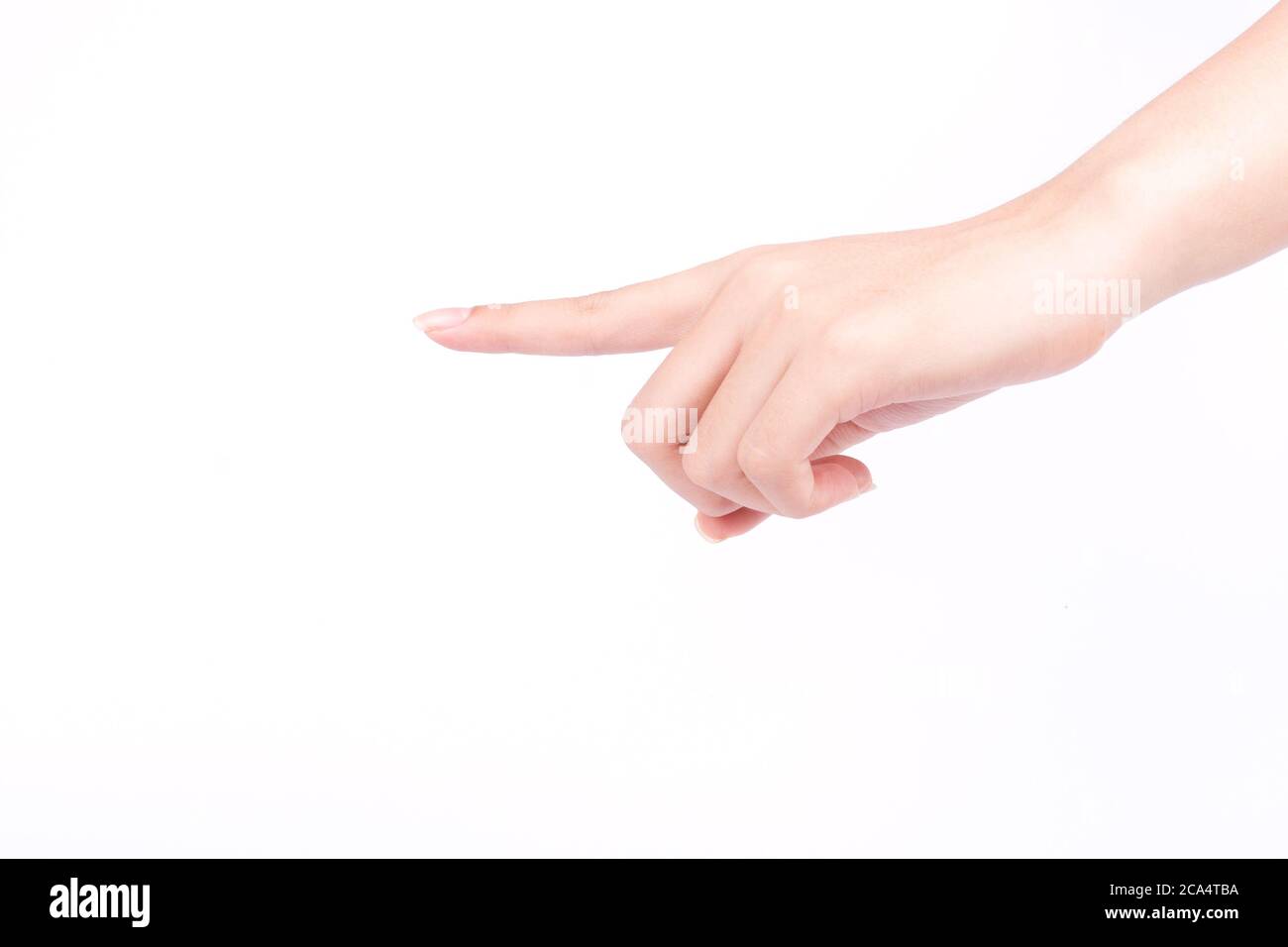 les symboles de la main du doigt ont isolé l'idée numérique de l'écran tactile concept sur fond blanc Banque D'Images
