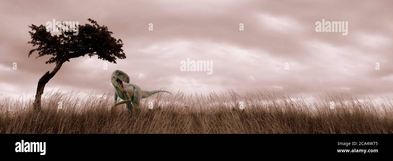 Dinosaure dans l'herbe Banque D'Images