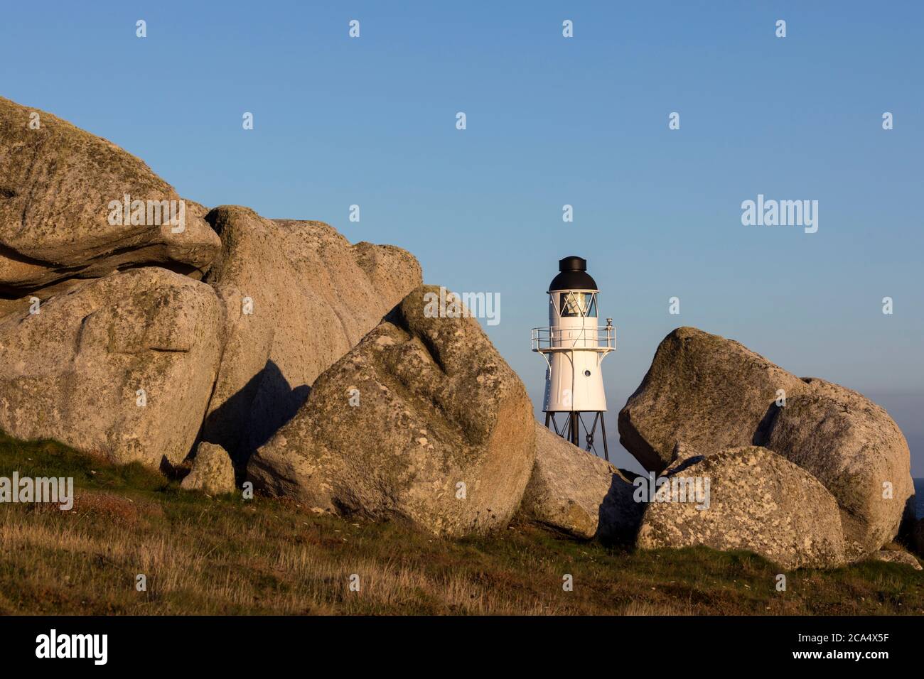 Peninnis; Phare; St Mary's; Isles of Scilly; Royaume-Uni Banque D'Images