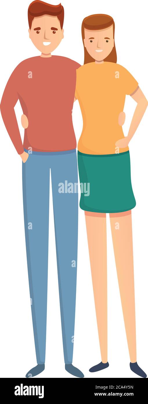 Icône de relation couple souriant. Dessin animé de couple souriant relation vecteur icône pour la conception de Web isolé sur fond blanc Illustration de Vecteur
