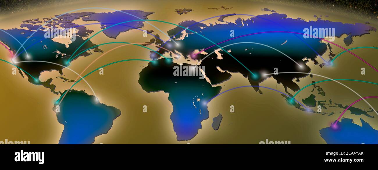 Carte avec lignes de communication Banque D'Images